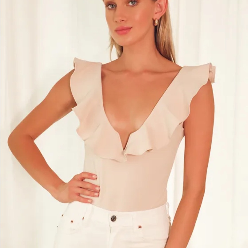 Ruffled V-Neck Sleeveless Bodysuit